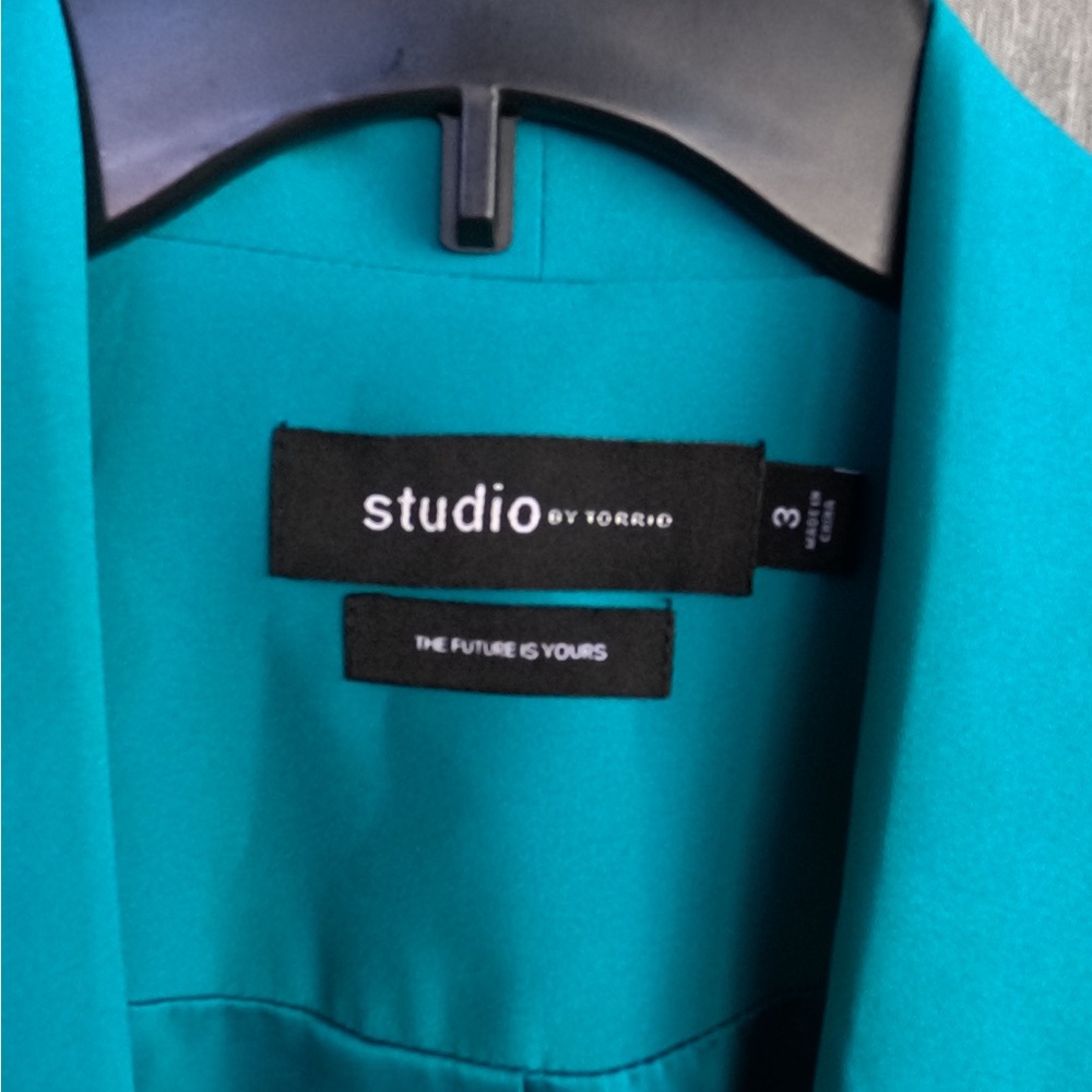 Torrid Studio Teal Open Front Blazer Size 3 (3X) Work Office Career Jacket - Picture 2 of 2